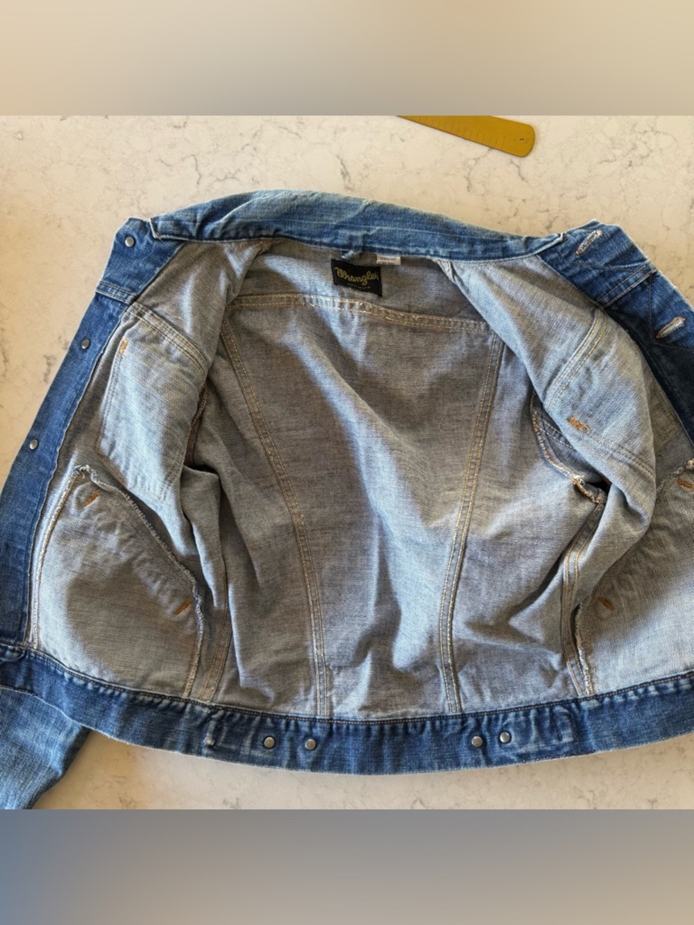 WRANGLER Vintage Women’s Blue Denim Trucker Jacket S/M - Picture 8 of 15